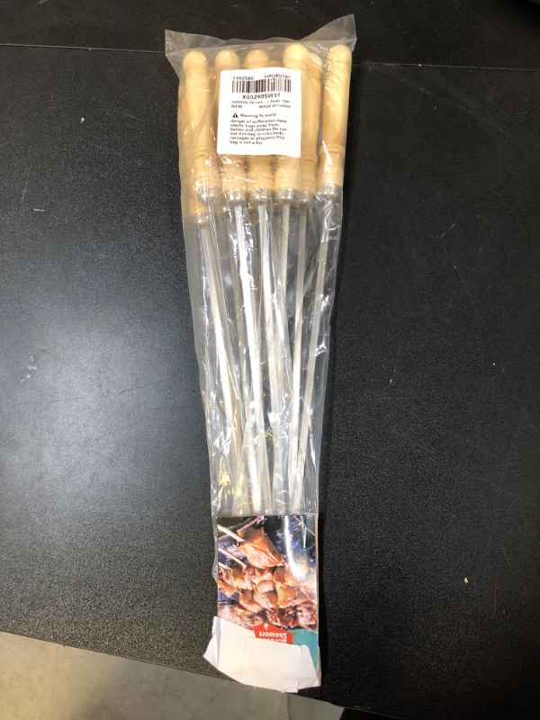 Photo 2 of 16 inch Kabob Skewer with Wood Handle for BBQ Camping Cookware Campfire Grill Cooking