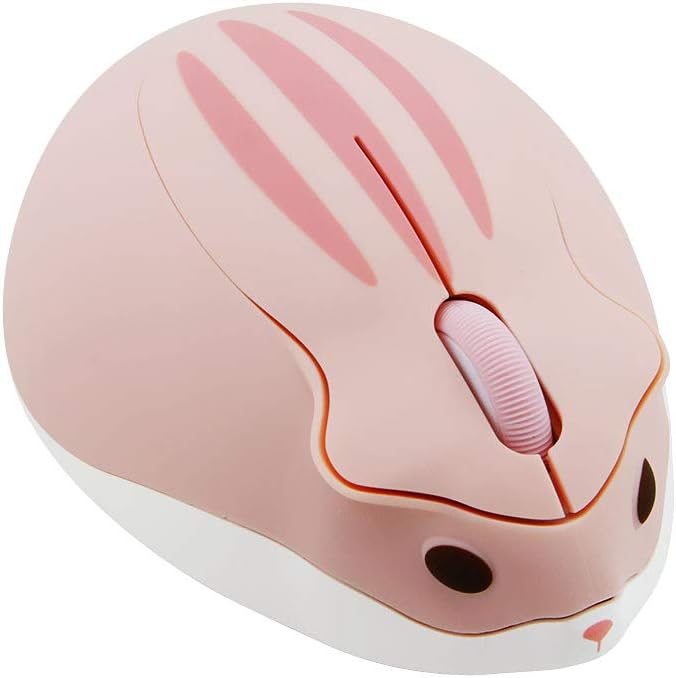 Photo 1 of 2.4GHz Wireless Mouse Cute Hamster Shape Less Noice Portable Mobile Optical 1200DPI USB Mice Cordless Mouse for PC Laptop Computer Notebook MacBook Kids Girl Men Women Adults Gift (Pink)
