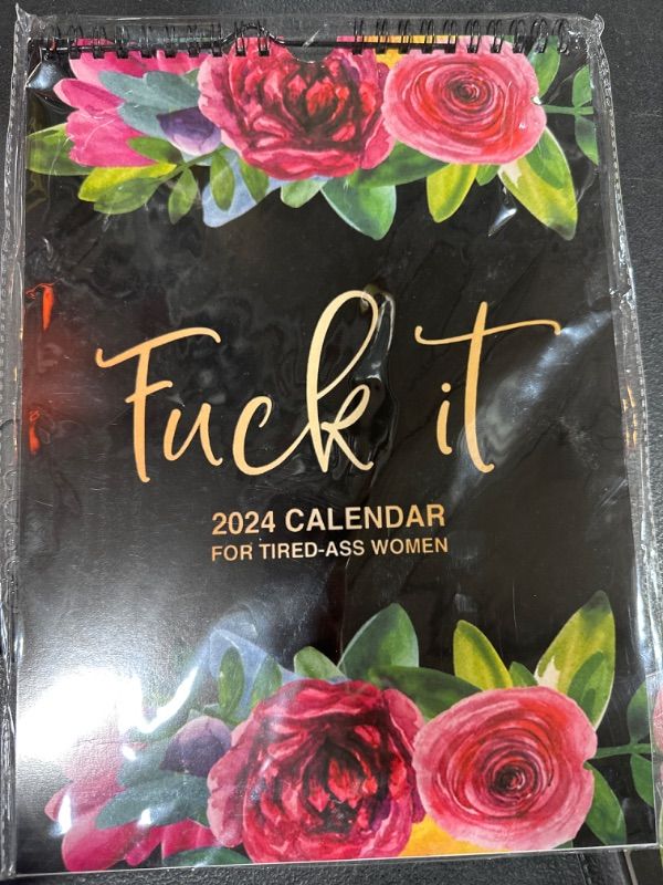 Photo 2 of 2024 Wall Calendar for Tired-Ass- Women, Fuck It Funny Novelty Monthly Calendar, Flower Calendar Memo, Handmade Home Office Hanging Calendar, Gag Gift for Halloween Christmas