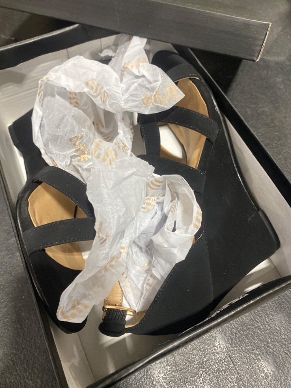 Photo 1 of IDIFU Women's 3 Inch Strappy Wedge Sandals for Women Open Toe Wedges Shoes for Women Dress Sandals for Women for Wedding Bridal Evening Prom 8.5 Black Nubuck