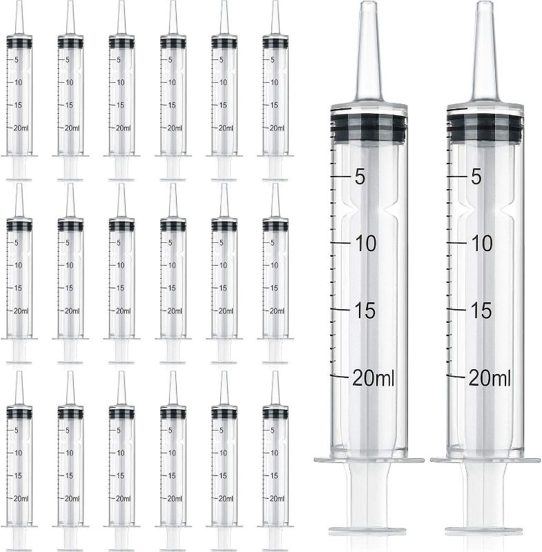 Photo 1 of 20 Packs 20ml/cc Plastic Syringes Liquid Measuring Syringe with Measurement Needleless Industrial Syringe for Labs Measuring Liquids Feeding Pets Gardening Oil or Glue Applicator Favors