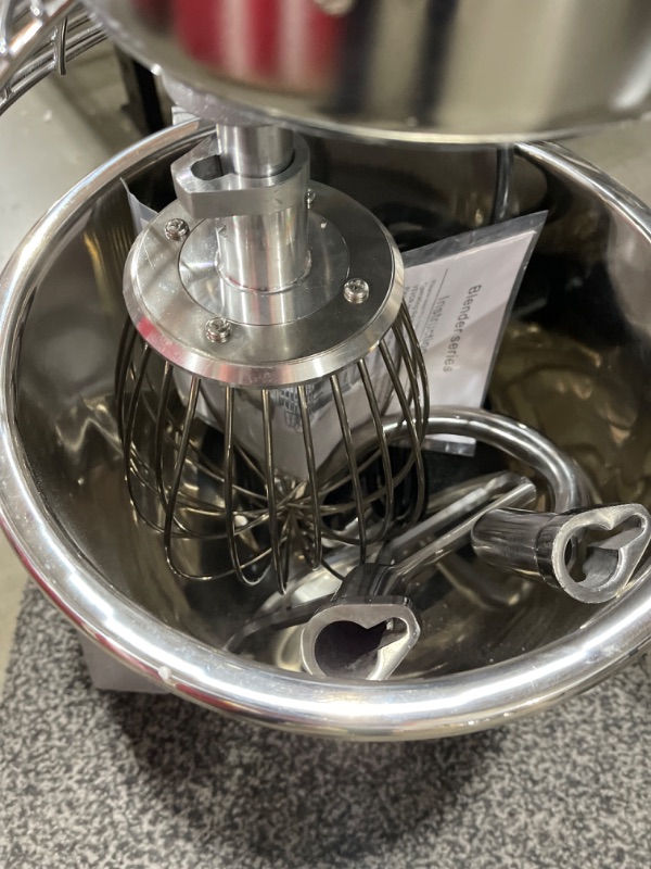 Photo 7 of *FOR PARTS* VEVOR Commercial Stand Mixer, 15Qt Stainless Steel Bowl, 500W Heavy Duty Electric Food Mixer with 3 Speeds Adjustable 113/184/341 RPM, Dough Hook Whisk Beater Included, Silver 