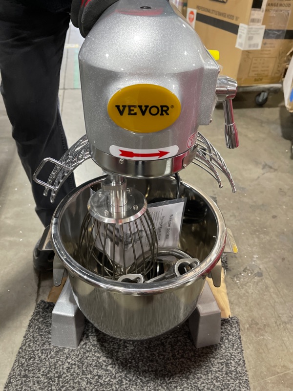 Photo 2 of *FOR PARTS* VEVOR Commercial Stand Mixer, 15Qt Stainless Steel Bowl, 500W Heavy Duty Electric Food Mixer with 3 Speeds Adjustable 113/184/341 RPM, Dough Hook Whisk Beater Included, Silver 