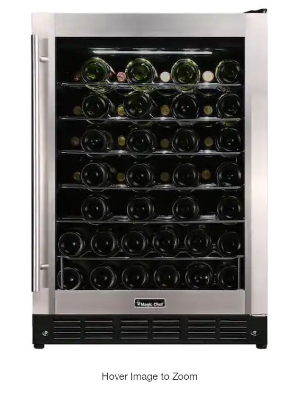 Photo 1 of 23.4 in. W 50-Bottle Wine Cooler in Stainless Steel
