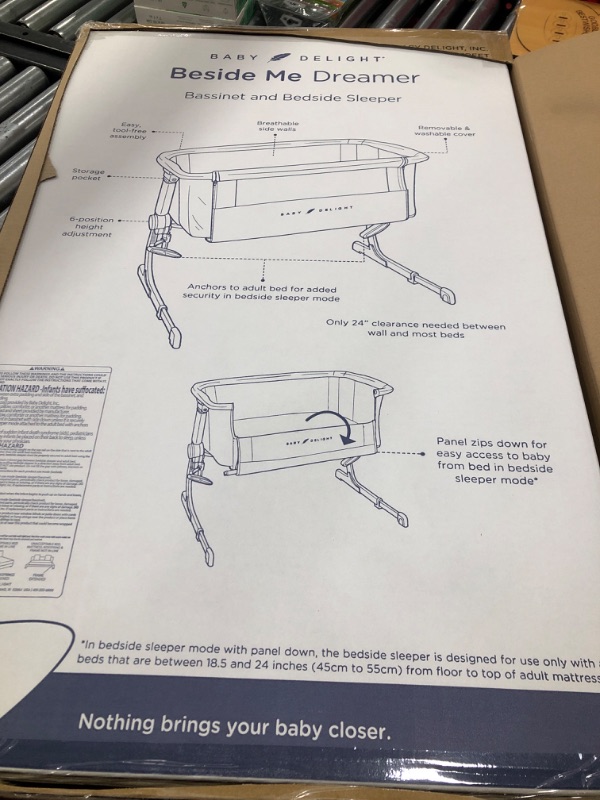Photo 3 of Baby Delight Beside Me Dreamer Bassinet | Bedside Sleeper | 6-Position Height Adjustment | Peony Pink Classic Peony Pink