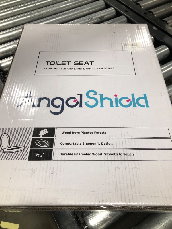 Photo 4 of Angol Shiold Elongated Toilet Seat Molded Wood Toilet Seat with Quietly Close and Quick Release Hinges, Easy to Install also Easy to Clean (Elongated, Blue Marble) Elongated-18.5” Blue Marble