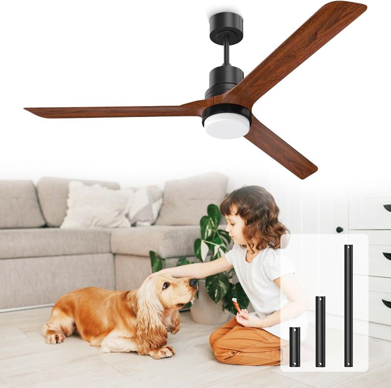 Photo 1 of alescu Ceiling Fans with Lights and Remote,52”Indoor and Outdoor Ceiling Fan,Modern Ceiling Fans with Reversible DC Motor for Patio Living Room, Bedroom 