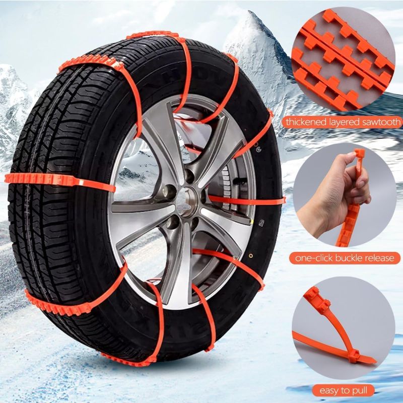 Photo 1 of 12 PCS Snow Chains Adjustable Anti-Slip Snow Chains for Car Tires,Universal Tire Chains for Car/Pickup/Trucks/SUV Winter Driving in Emergency Traction
