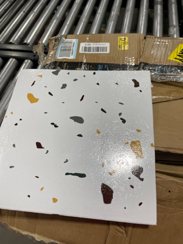 Photo 1 of  48 Pieces Vinyl Flooring Peel and Stick Floor Tile Stick on Floor Tile Self Adhesive Waterproof Bathroom 12 x 12 Inch Floor Tile for Bathroom Kitchen Bedroom Living Room (Terrazzo) 