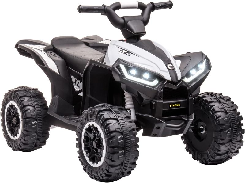 Photo 3 of Aosom 12V Kids ATV Quad Car with Forward & Backward Function, Four Wheeler for Kids with Wear-Resistant Wheels, Music, Electric Ride-on ATV for Toddlers Ages 3+ Years Old, White 