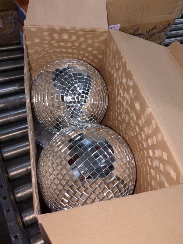 Photo 2 of 4 Pack Large Disco Ball Silver Hanging Disco Balls Reflective Mirror Ball Ornament for Party Holiday Wedding Dance and Music Festivals Decor Club Stage Props DJ Decoration (4 Inch, 20 Inch)