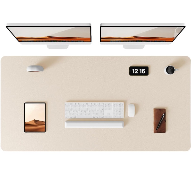 Photo 1 of YSAGi Leather Desk Pad Protector, Office Desk Mat, Large Mouse Pad (47.2" x 23.6", Eggshell)
