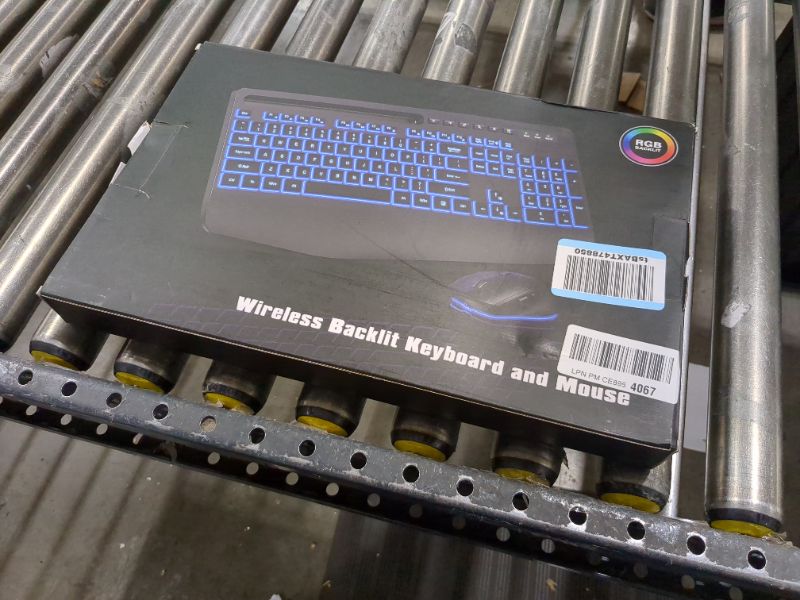 Photo 1 of Wireless Keyboard and Mouse Combo with 7 Colored Backlits, Wrist Rest, Rechargeable Ergonomic Keyboard with Phone Holder, Silent Lighted Full Size Combo for Window, Mac, PC, Laptop-Trueque (Black)