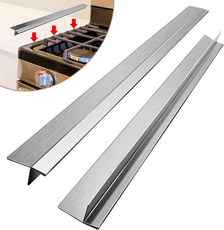 Photo 1 of “T” Stove Cover,Stainless Steel Stove Gap Covers,Oven Gap Filler,Stove Counter Gap Covers,Heat Resistant & Easy to Clean Stove Gap Guard,Protect Stove Gap Filler Sealing Spills in Kitchen 23.5"
