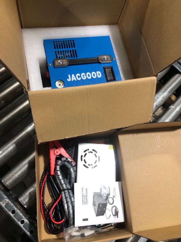 Photo 1 of Jacgood PCP Air Compressor 110V/12V, Electric PCP Air Compressor 30Mpa/4500Psi Manual Stop, 350W High Power Voltage Air Compressor Pump with Built-in Fan.