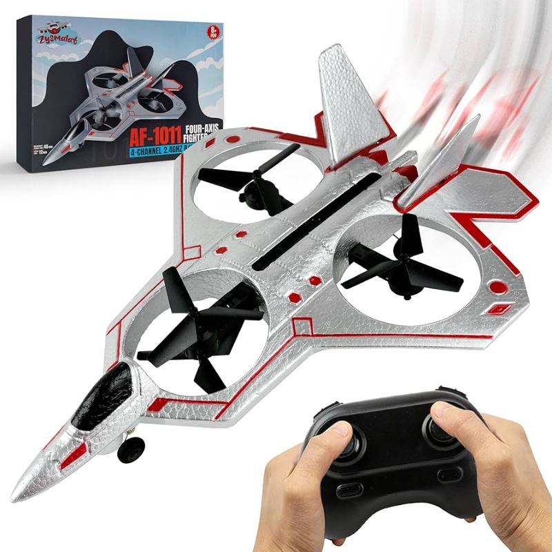 Photo 1 of 22 RC Fighter Jet Remote Control Plane Stunt Drone for Beginners, Adults & Kids - 2.4 GHz, LED Lights, 4-Channel RC Airplane, Easy to Control, 4-Axis, Built-in Gyroscope
