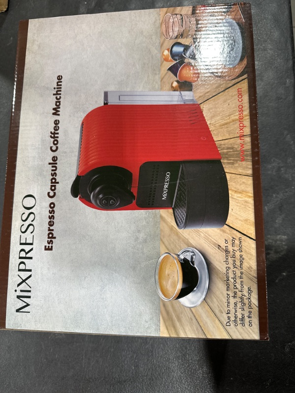 Photo 1 of Mixpresso Espresso Machine for Nespresso Compatible Capsule, Single Serve Coffee Maker Programmable Buttons for Espresso and Lungo, Premium Italian 19 Bar High Pressure Pump 27oz 1400W (Red)