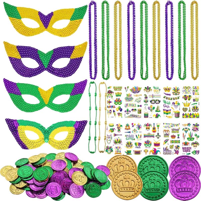 Photo 1 of 110PCS Mardi Gras Accessories Set Bulk Mardi Gras Party Favors Set for Kids Men Teen, Mardi Gras Party Supplies
