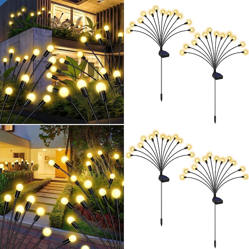 Photo 1 of 4 Pack Powered Swaying Outdoor Lights for Yard Patio Pathway Walkway Decoration, Warm White
