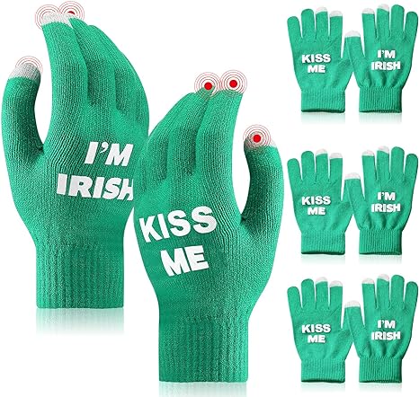 Photo 1 of 4 PAIR- St Patricks Running Gloves Winter Touchscreen Green Irish Shamrock Gear Accessories for Men Women Runner
