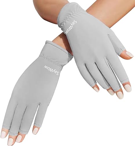 Photo 1 of CURELIX UV Gloves for Nails, Professional Anti UV Protection Gloves for Manicures Nail Lamp, Hands Care Gloves for Women (L-Grey)
