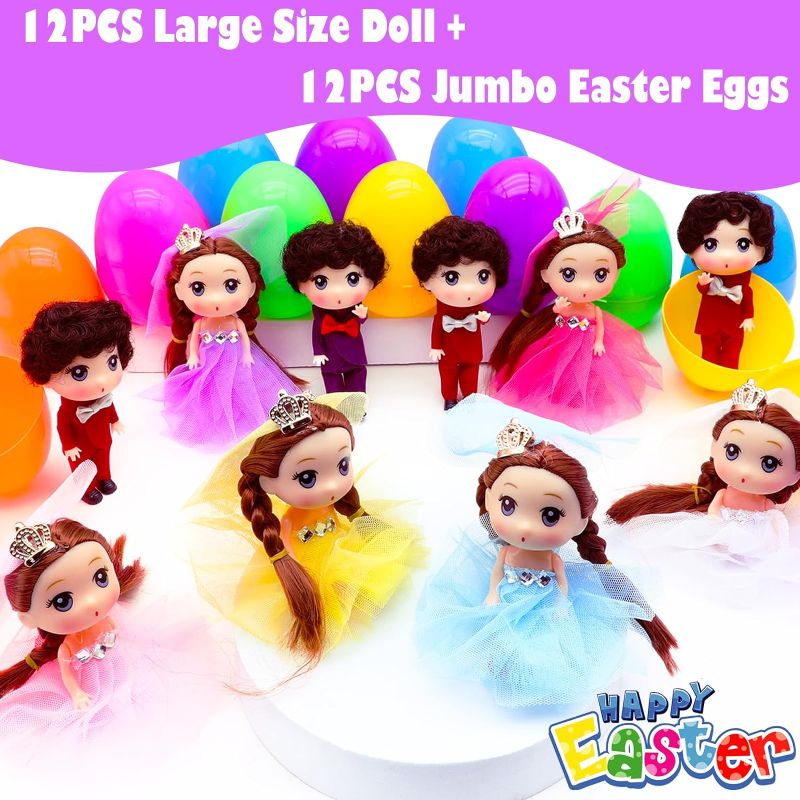 Photo 1 of AMENON 12 Pack Easter Egg with Jumbo Deformation Princess Doll for Girls Kids Easter Egg Hunt Easter Basket Stuffert Fillers for Kids Role Playing Games Gifts Exchange Easter Party Favors