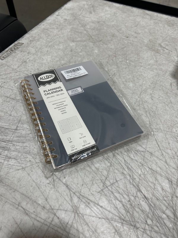 Photo 2 of 2024 Planner Daily Weekly and Monthly Spiral Bound, Jan.2024 - Dec.2024, Yearly Agenda 2024 Calendar 12 Month Planner Book with Monthly Tabs, Pockets, Pen Loop, 8.5"×6" (Grey)
