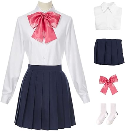 Photo 1 of Anime Bocchi the Rock Gotou Hitori Cosplay Costume Yamada Ryou Pink Coat Skirt Jk Uniform Halloween Outfits - Small
