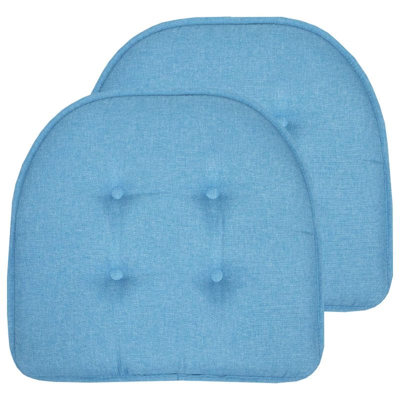 Photo 1 of 2 pack Sweet Home Collection Chair Cushion Memory Foam Pads Tufted Slip Non Skid Rubber Back U-Shaped 17" x 16" Seat Cover