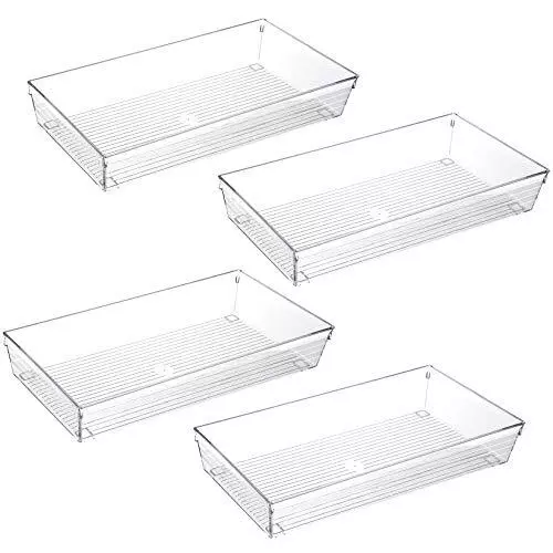 Photo 1 of 4 Pack Small Size Plastic Desk Drawer Oragnizer