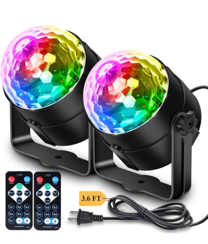 Photo 1 of [2-Pack] Disco Ball Decor Party Lights with Remote Control, Sound Activated Music Sync Strobe Light 