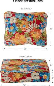 Photo 1 of Home Fashions Outdoor Deep Seat Cushion, 2-Piece Set, Aloha Crimson