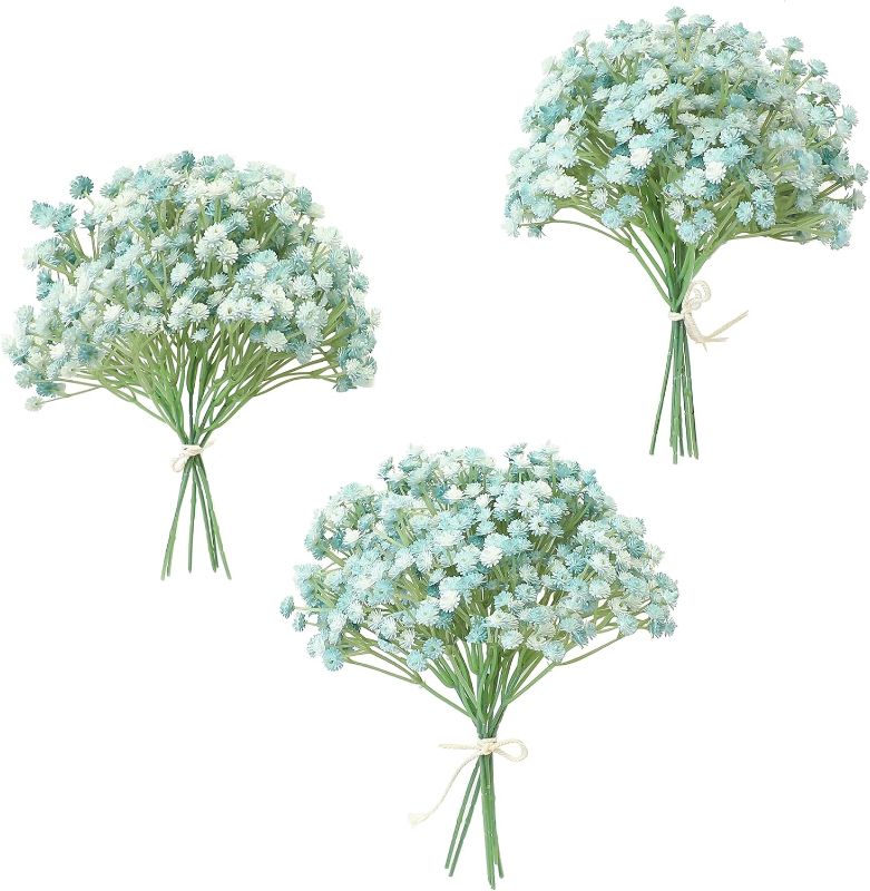 Photo 1 of Floroom 18pcs Artificial Babys Breath Gypsophila Greenery Sprays, Real Touch Blue Fake Flowers for Wedding Bouquets Centerpieces Floral Arrangements and Decorations
