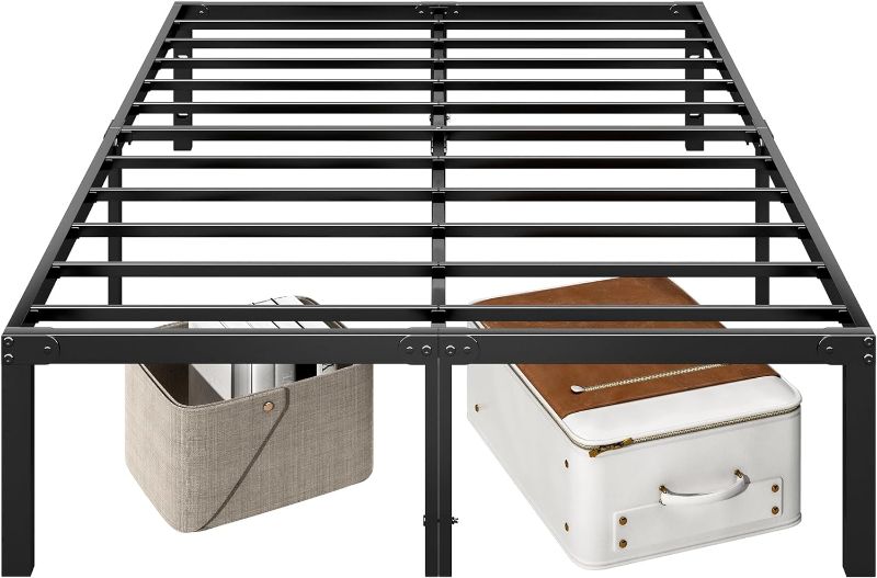 Photo 1 of 14 Inch Full Metal Platform Bed Frame,Metal Slat Support,Mattress Foundation,No Box Spring Needed,Large Storage Space, Easy Assembly,Noise Free?Black
