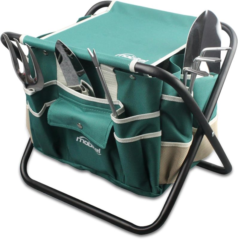 Photo 1 of Garden Tool Sets 7 Pcs Sturdy Stainless Steel Tools Including Folding Stool with Tool Bag