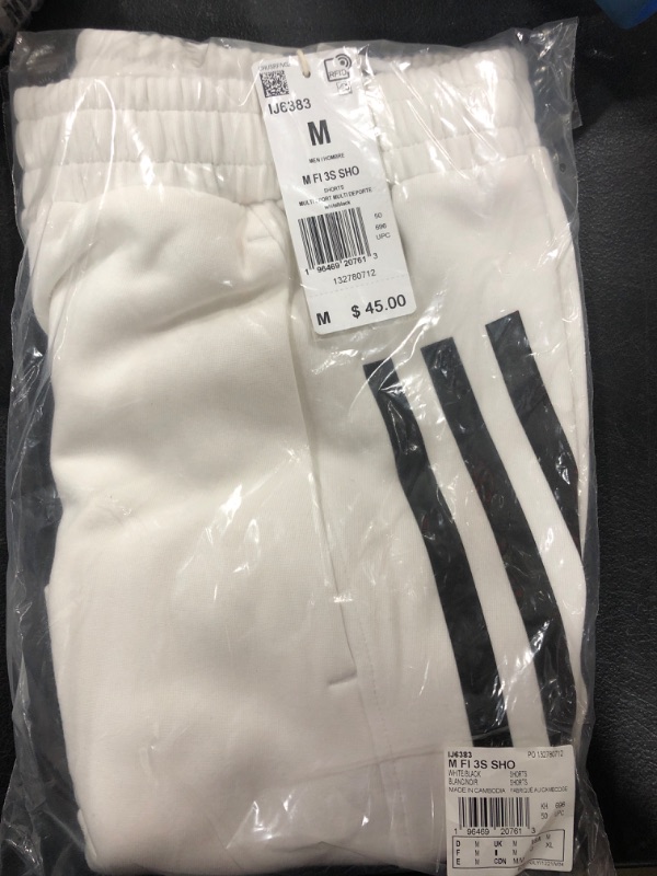 Photo 2 of (M) Adidas Men's Future Icon 3 Stripes Short, White/Black, Medium