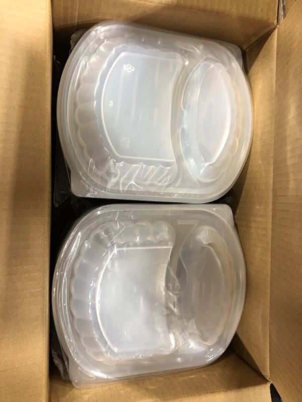 Photo 2 of YANGRUI Meal Prep Container, 30 Pack 32oz BPA Free Reusable To Go Containers with Lids Shrink Wrap Microwave Dishwasher Freezer Safe Plastic 2 Compartment Bento Box bento boxes 2 compartment-Black bento boxes 32 oz