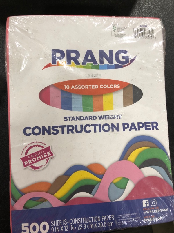 Photo 3 of Pacon - Rainbow Super Value Construction Paper Ream, 45 lb, 9 x 12, Assorted - 500 Sheets