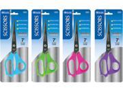 Photo 1 of BAZIC 7 Stainless Steel Scissors Straight Handle Assorted Color 4-Pack