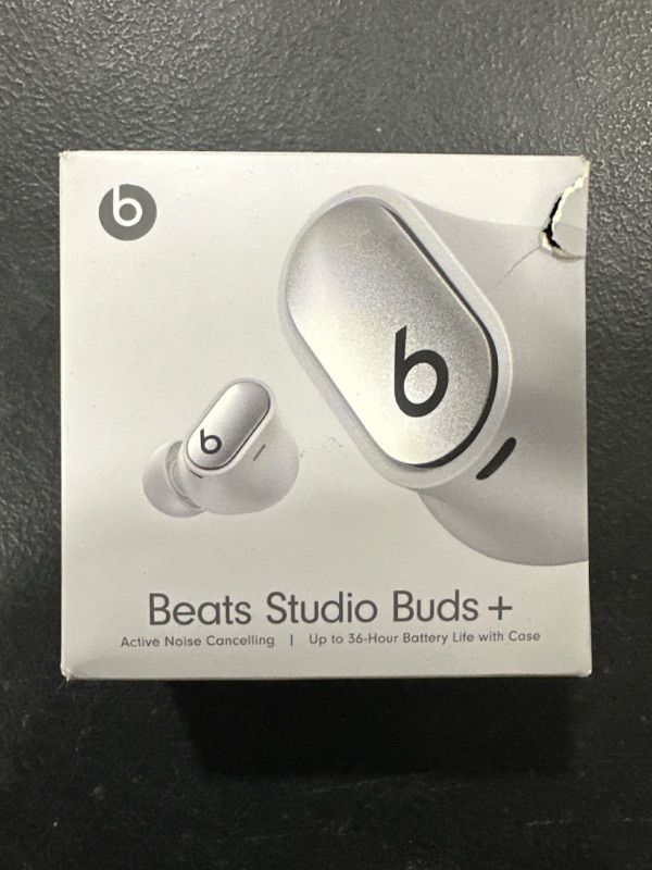 Photo 1 of Beats Studio Buds + | True Wireless Noise Cancelling Earbuds, Enhanced Apple & Android Compatibility, Built-in Microphone, Sweat Resistant Bluetooth Headphones, Spatial Audio - Cosmic Silver Cosmic Silver Studio Buds + Without AppleCare+