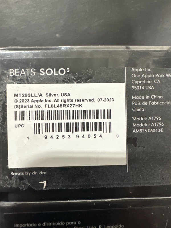 Photo 2 of Beats Solo3 Wireless On-Ear Headphones - Apple W1 Headphone Chip, Class 1 Bluetooth, 40 Hours of Listening Time, Built-in Microphone - Silver (Latest Model) Silver Solo3 Without AppleCare+ FACTORY SEALED BOX.  