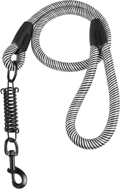 Photo 1 of YAODHAOD 3.7FT Heavy Duty Dog Leash with Shock Absorbing Spring and Metal Swivel Hooks for Outdoor,Yard and Camping for Small Medium Large Dog (Silver)