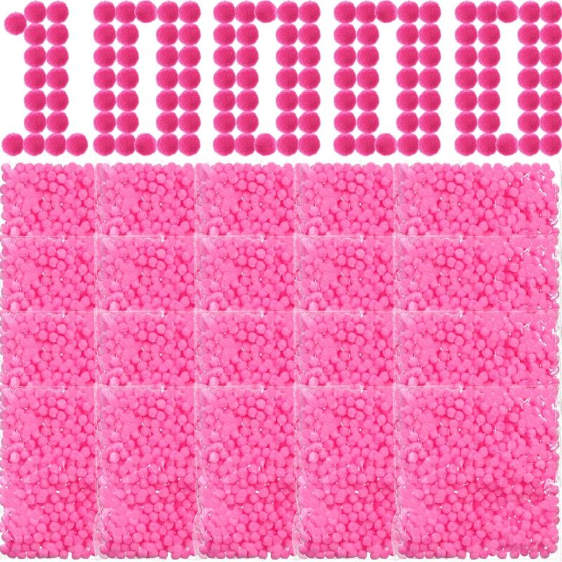 Photo 1 of 10000 Pieces 1cm Colored Pom Poms for Crafts Fuzzy Craft Pompoms Balls for DIY Creative Crafts Decorations (Light Pink)