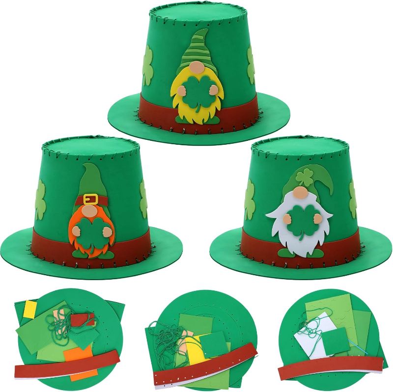 Photo 1 of 15 Pack St. Patrick's Crafts for Kids Leprechaun Top Hat Crafts Kit Shamrock Stickers Leprechaun Costume Party Accessories St. Patrick's Day Irish Decorations Religious Sunday School Activity