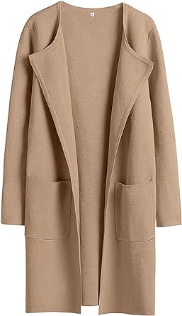 Photo 1 of ANRABESS Women's Open Front Knit Cardigan Long Sleeve Lapel Casual Solid Classy Sweater Jacket [XL]