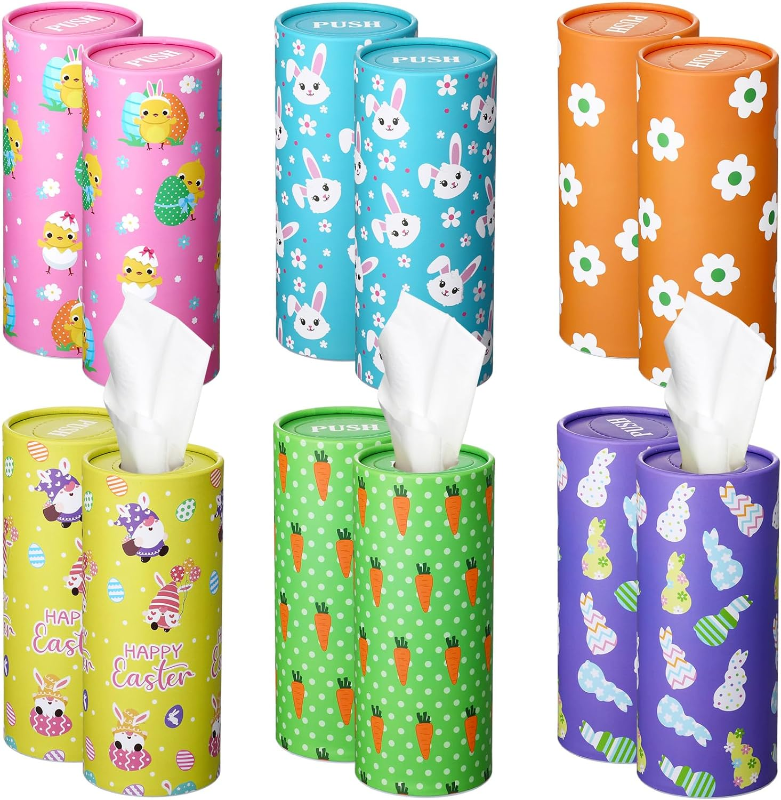 Photo 1 of 12 Pcs Happy Easter Car Tissue Boxes Holder with 3 Ply Facial Tissue Bulk Easter

