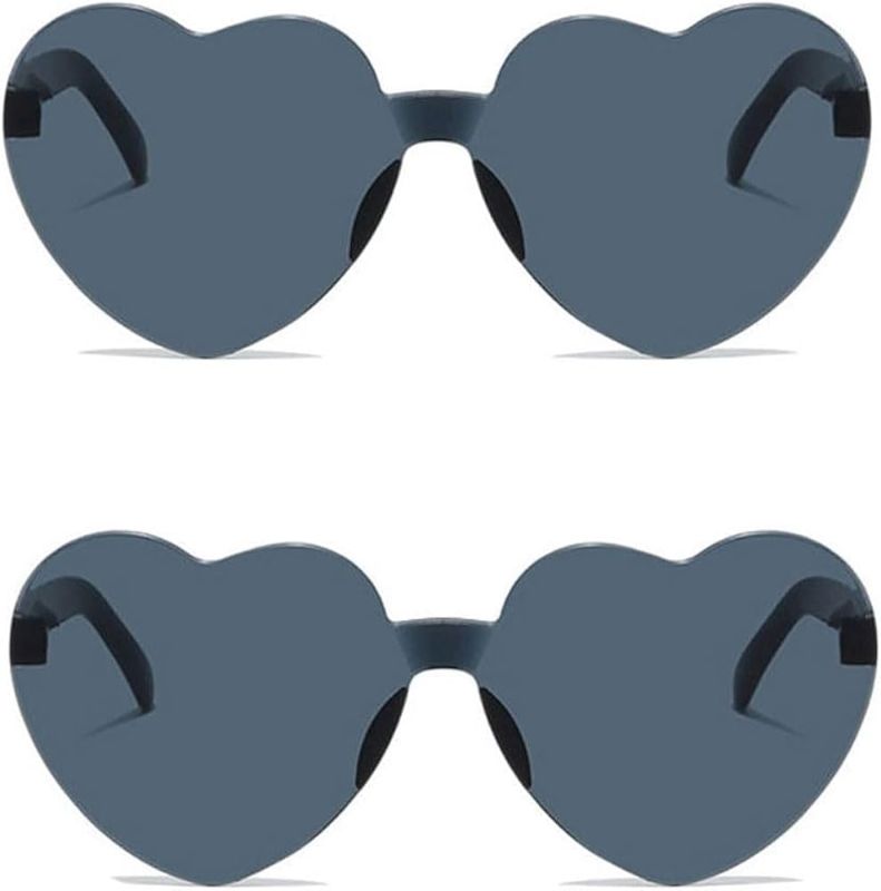 Photo 1 of ALVOGIMORHeart Shape Sunglasses,Colorful Rimless Sunglasses Transparent Heart Glasses Candy Color Eyewear 