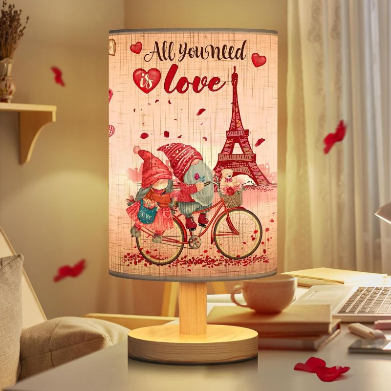 Photo 1 of ARIDUR Valentines Day Gifts for Her, Valentines Day Decor Table Lamp, Desk Lamp Valentines Decorations for Home, Living Room, Bedroom, Study, Pink Red Gnome Bedside Lamp, LED Bulb Included