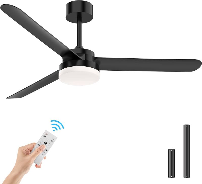 Photo 1 of 60 Inch Ceiling Fans with LED Lights and Remote,3 Blades Dimmable 3000K-6000K Led Ceiling Fan, Matte Black Quiet Reversible Modern Ceiling Fan for Bedroom, Living Room,Kitchen and Outdoor
