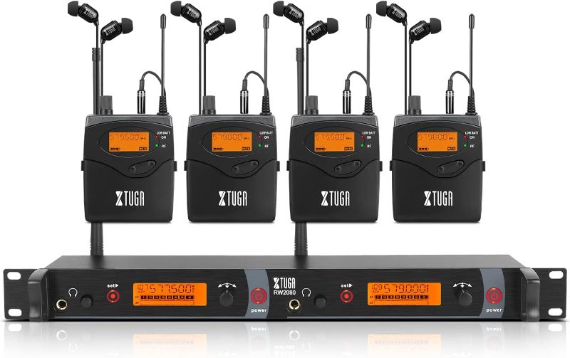 Photo 1 of XTUGA RW2080 Rocket Audio Whole Metal Wireless in Ear Monitor System 2 Channel 4 Bodypack Monitoring with in Earphone Wireless Type Used for Stage or Studio…
